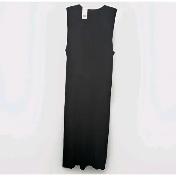 NWT Banana Republic Ribbed Knit Sheath Sweater Dress Black Slit Midi Fall '18 XL - Picture 6 of 12